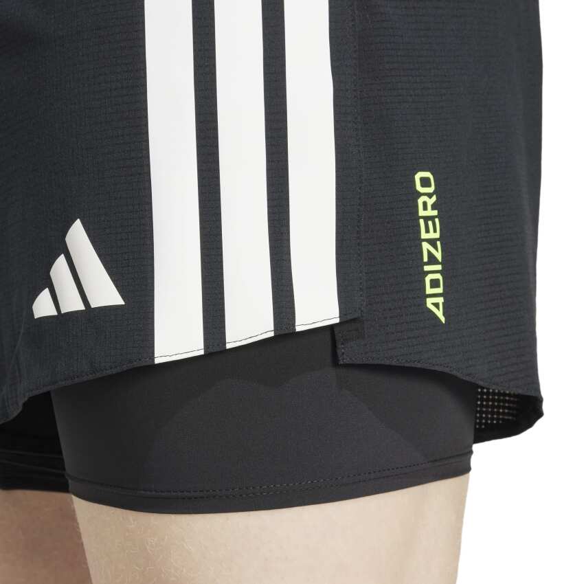 Adidas Adizero Koşu 2'si 1 Arada Jel Cepli Siyah Erkek Şort - 5