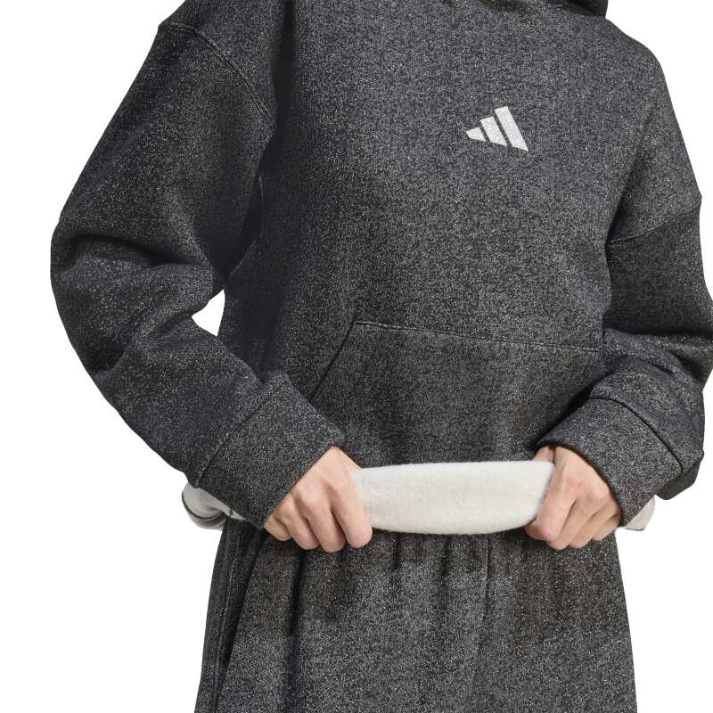 Adidas ALL SZN Holiday Glitter Fleece Loose Siyah Kadın Sweatshirt - 5
