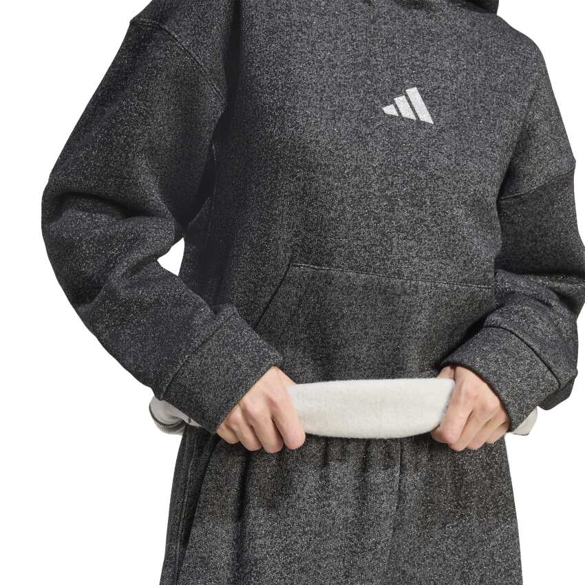 Adidas ALL SZN Holiday Glitter Fleece Loose Siyah Kadın Sweatshirt - 5