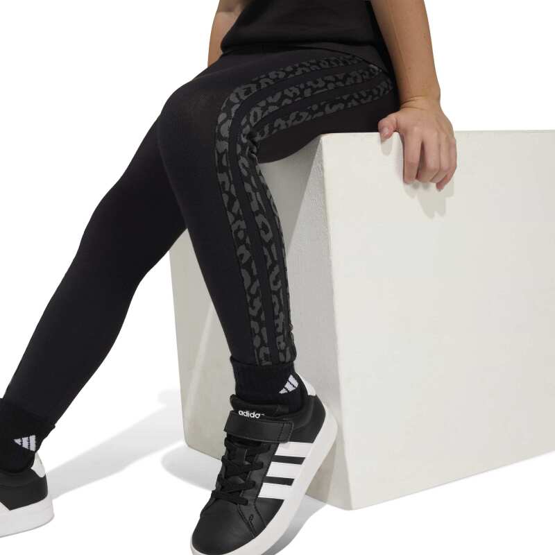 Adidas Animal 3 Stripes Siyah Çocuk Tshirt Tayt Takım - 5