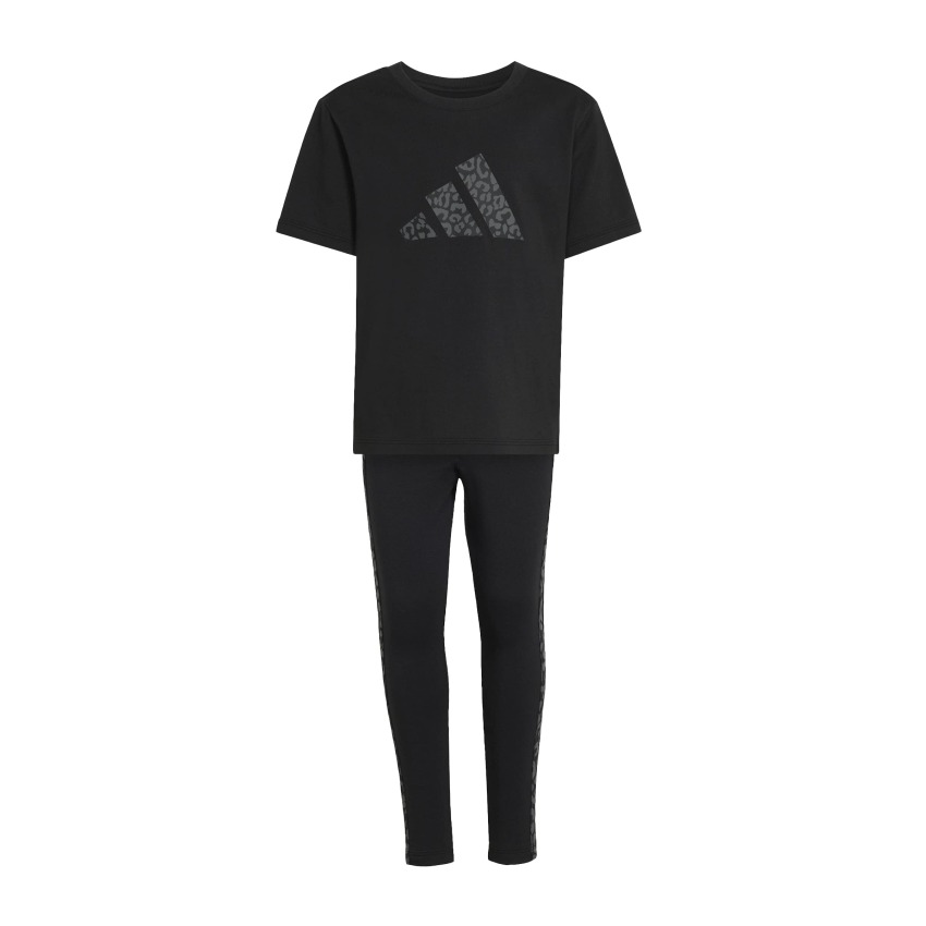 Adidas Animal 3 Stripes Siyah Çocuk Tshirt Tayt Takım - 1
