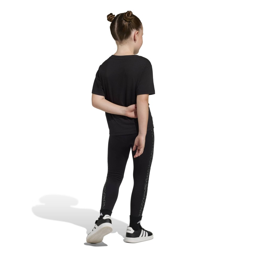 Adidas Animal 3 Stripes Siyah Çocuk Tshirt Tayt Takım - 5