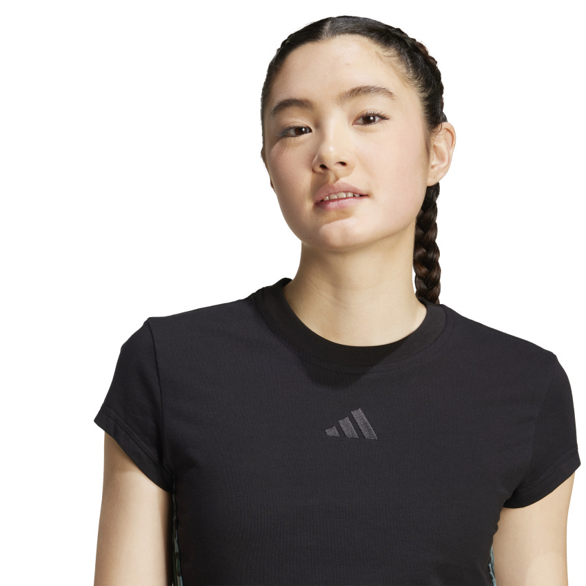 Adidas Animal Print 3-Stripes Siyah Kadın Tshirt - 4