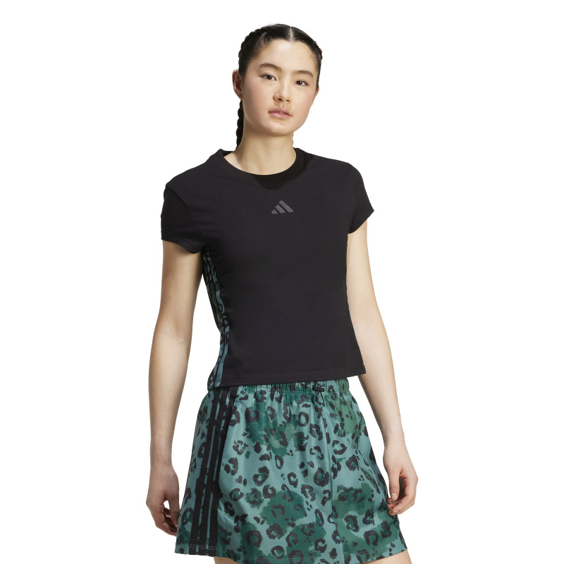 Adidas Animal Print 3-Stripes Siyah Kadın Tshirt - 3