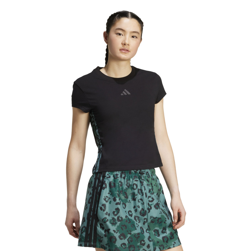 Adidas Animal Print 3-Stripes Siyah Kadın Tshirt - 3