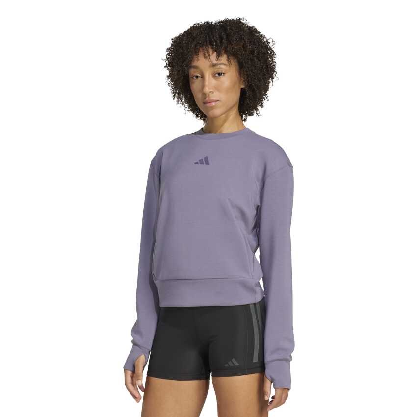 Adidas Designed-for-Training Warm-Up Crewneck Mor Kadın Sweatshirt - 1