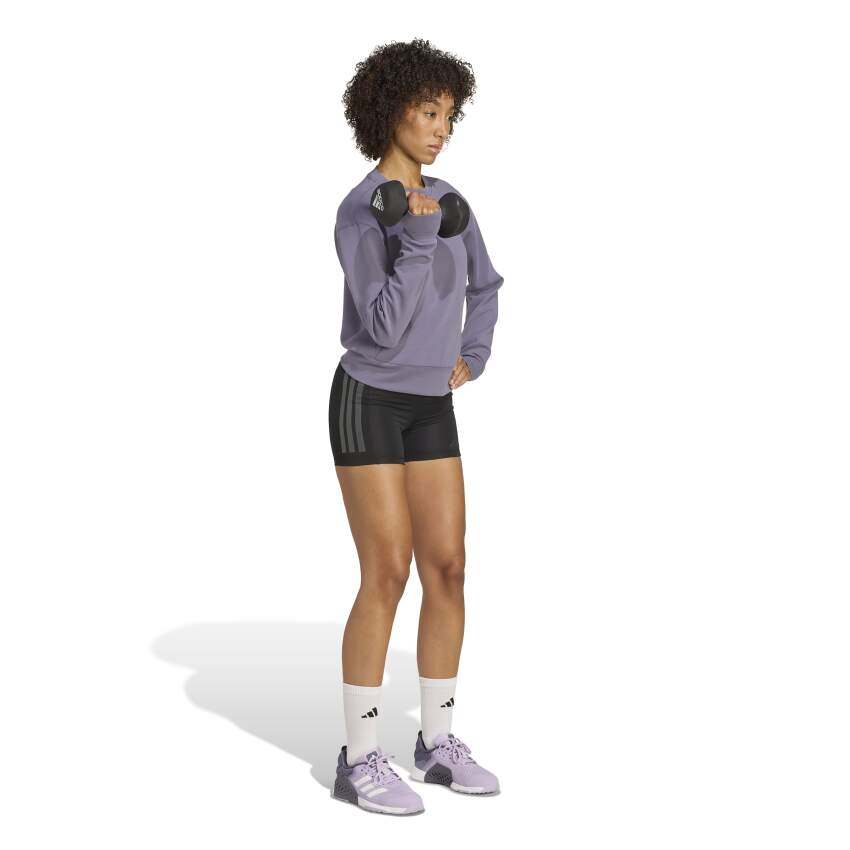 Adidas Designed-for-Training Warm-Up Crewneck Mor Kadın Sweatshirt - 3