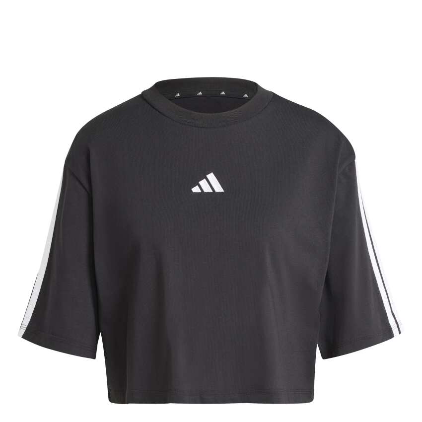 Adidas Essentials 3-Stripes Cotton Loose Siyah Kadın Tshirt - 1