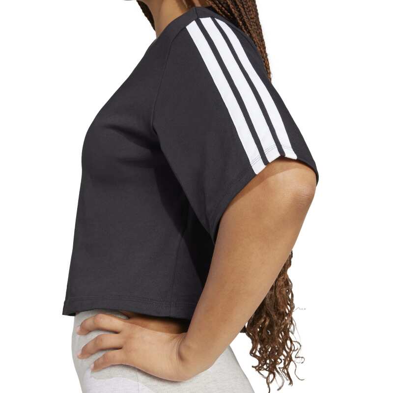 Adidas Essentials 3-Stripes Cotton Loose Siyah Kadın Tshirt - 5