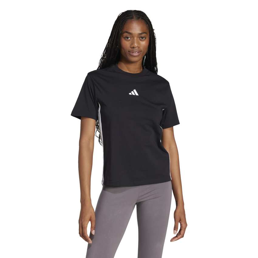 Adidas Essentials 3-Stripes Cotton Siyah Kadın Tshirt - 1