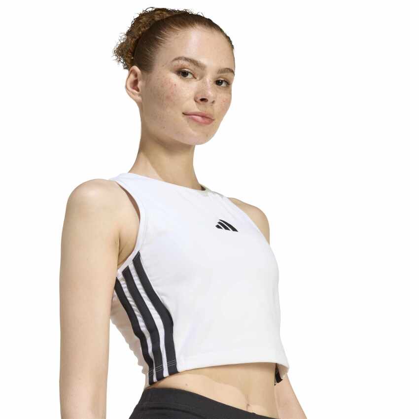 Adidas Essentials 3-Stripes Dolgulu Beyaz Kadın Atlet - 4