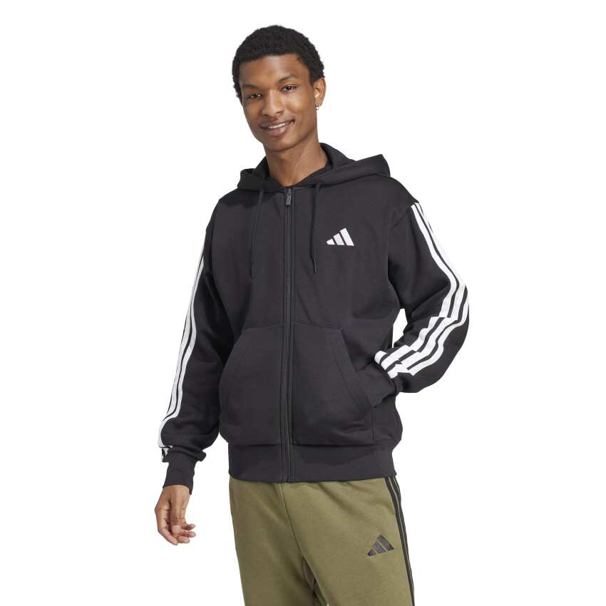 Adidas Essentials 3-Stripes Fleece Siyah Erkek Sweatshirt - 2