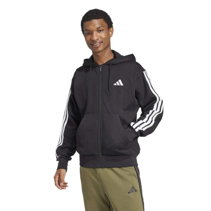Adidas Essentials 3-Stripes Fleece Siyah Erkek Sweatshirt - 1