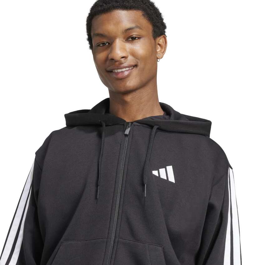 Adidas Essentials 3-Stripes Fleece Siyah Erkek Sweatshirt - 5