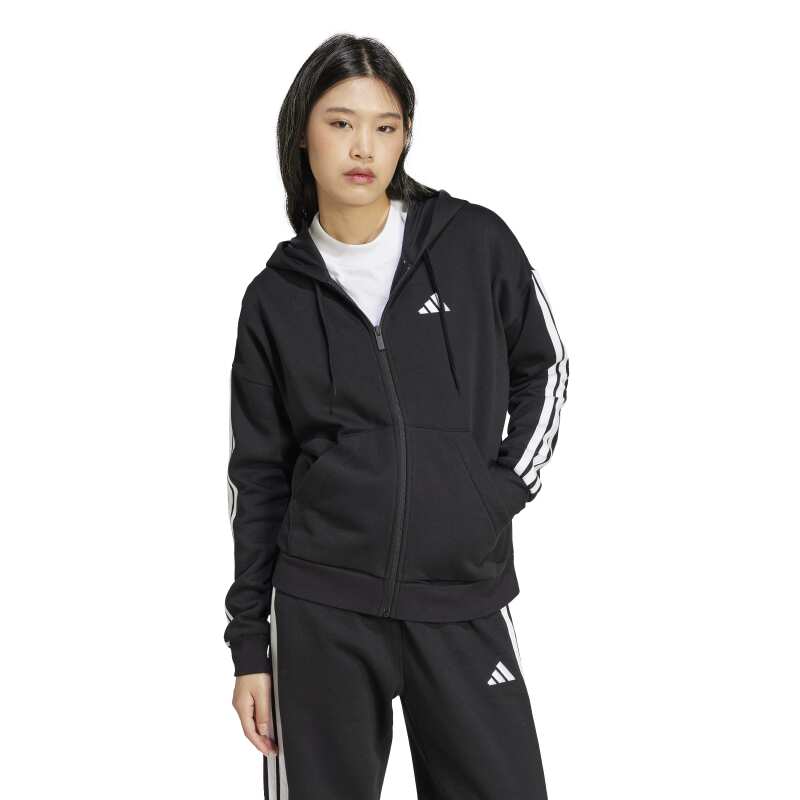 Adidas Essentials 3-Stripes Full-Zip Fleece Siyah Kadın Sweatshirt - 1