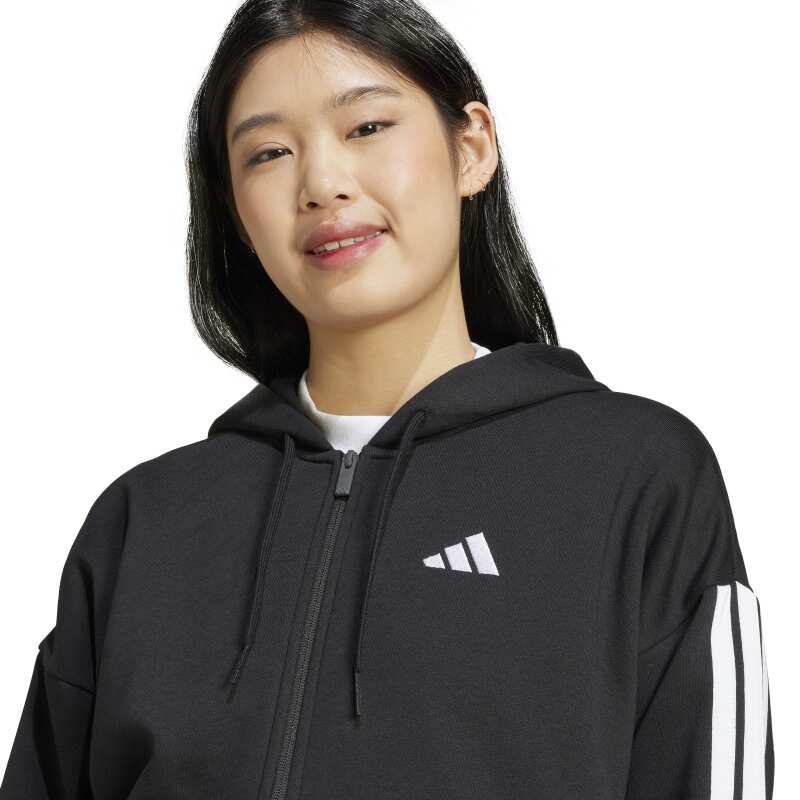 Adidas Essentials 3-Stripes Full-Zip Fleece Siyah Kadın Sweatshirt - 4