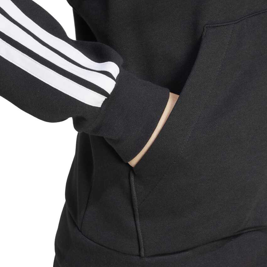 Adidas Essentials 3-Stripes Full-Zip Fleece Siyah Kadın Sweatshirt - 5
