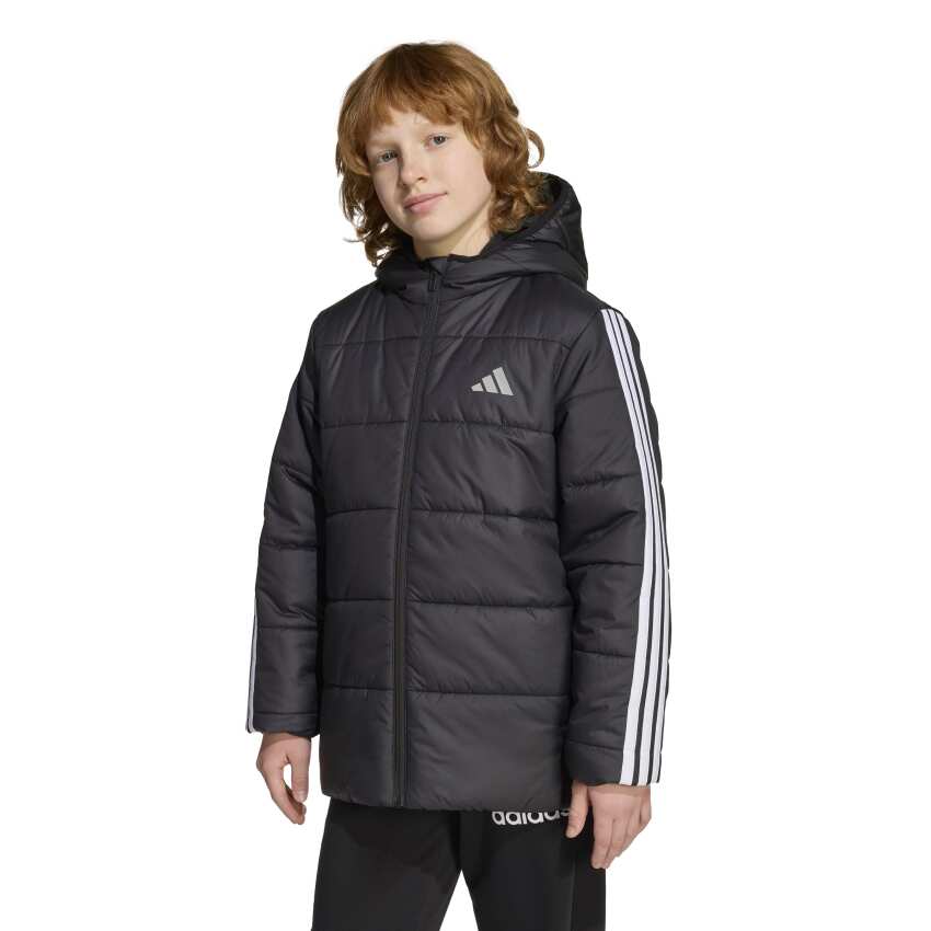 Adidas Essentials 3-Stripes Dolgulu Siyah Çocuk Mont - 1