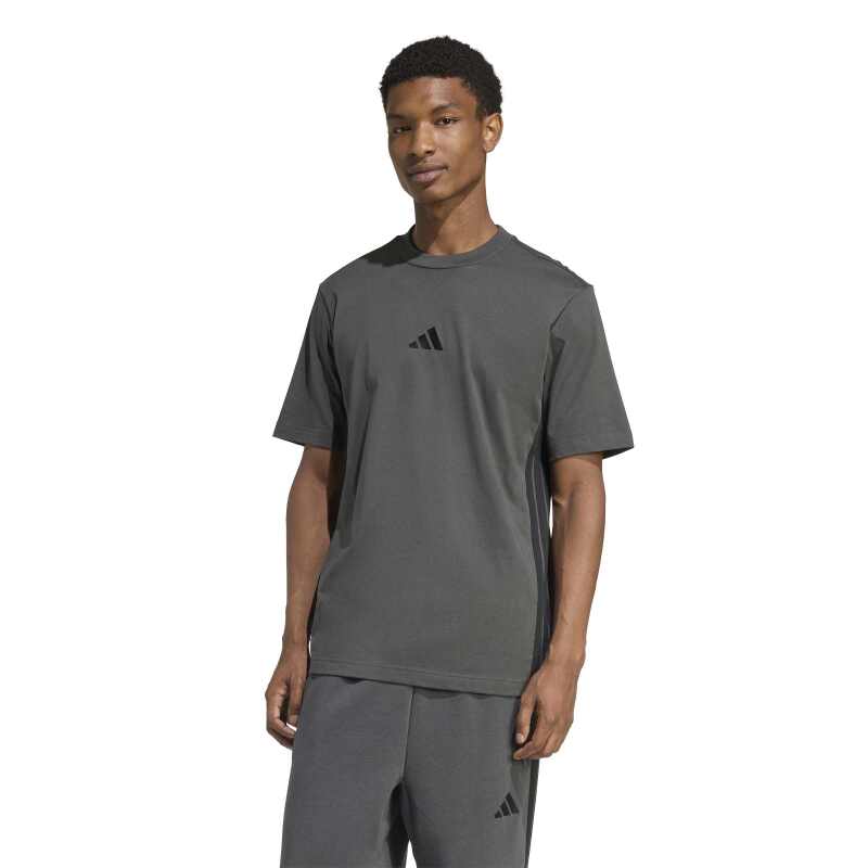 Adidas Essentials 3-Stripes Single Jersey Gri Erkek Tshirt - 1