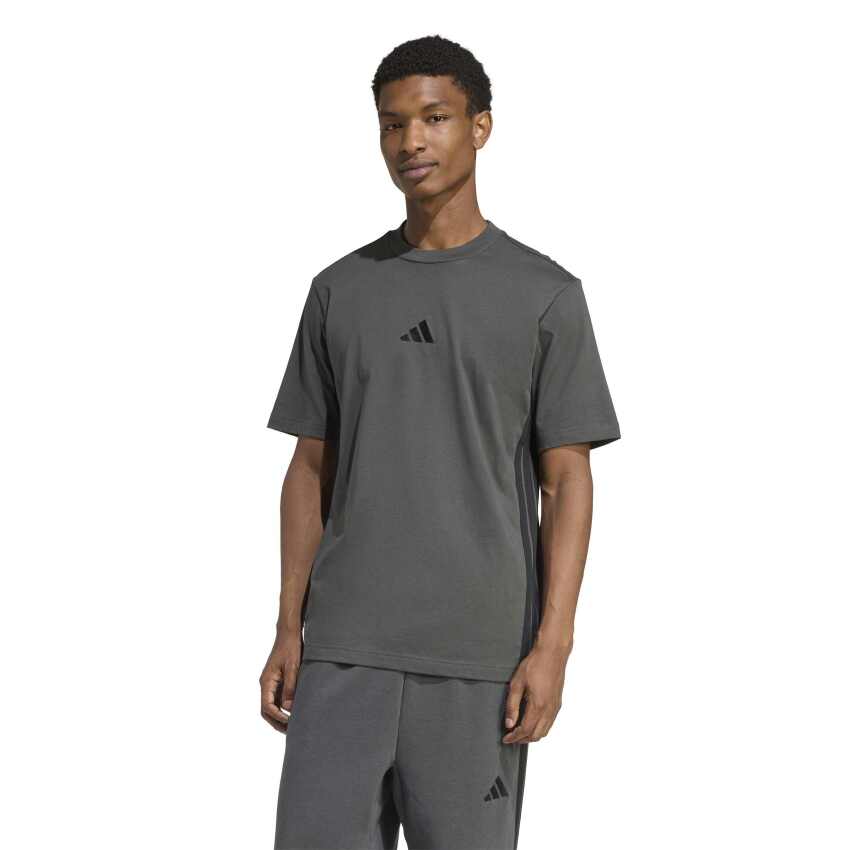 Adidas Essentials 3-Stripes Single Jersey Gri Erkek Tshirt - 1