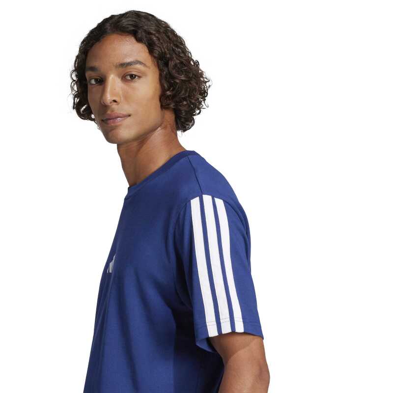 Adidas Essentials 3-Stripes Süprem Mavi Erkek Tshirt - 4