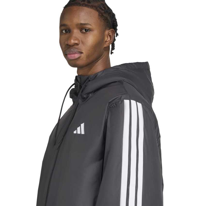 Adidas Essentials CLIMAWARM 3-Stripes Yalıtımlı Kapüşonlu Siyah Erkek Mont - 4