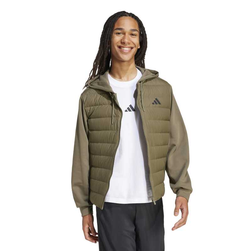 Adidas Essentials CLIMAWARM Kuş Tüyü Dolgulu Kapüşonlu Haki Erkek Mont - 3