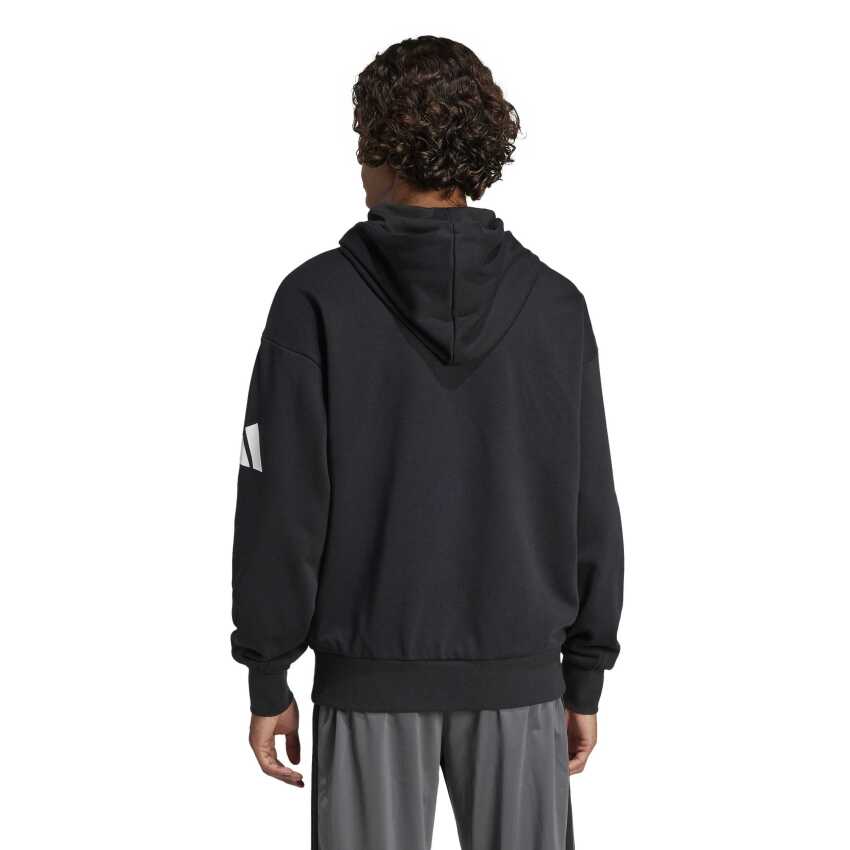Adidas Essentials Loose-Fit 3 Bar Logo French Terry Siyah Erkek Sweatshirt - 4