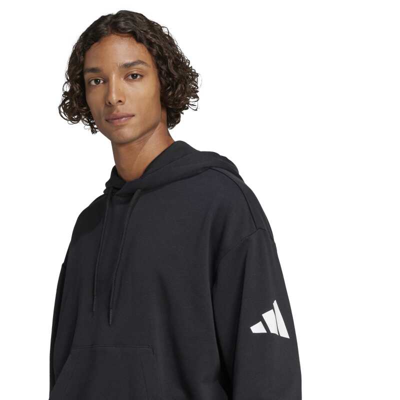Adidas Essentials Loose-Fit 3 Bar Logo French Terry Siyah Erkek Sweatshirt - 7