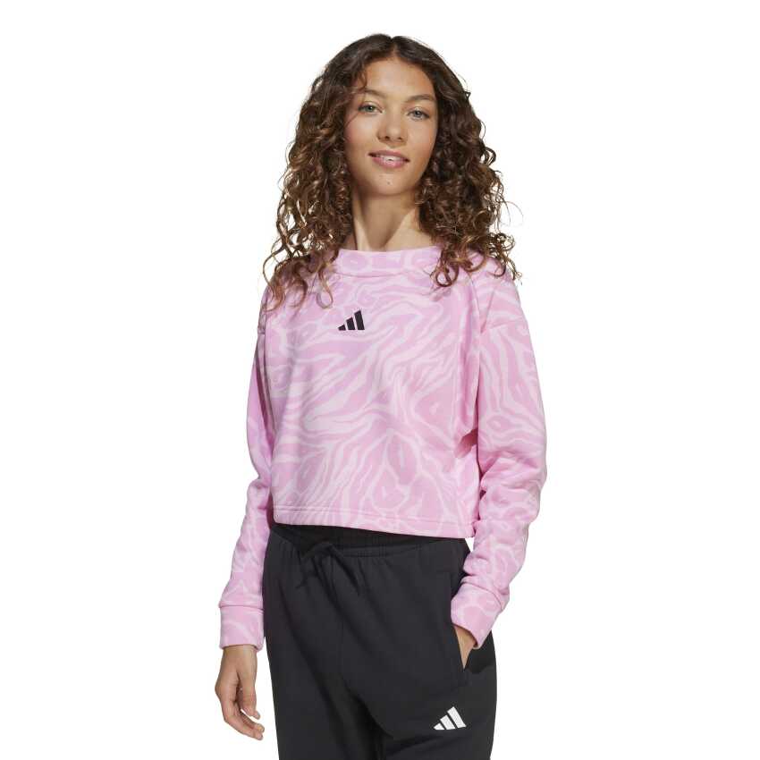 Adidas Future Icons Cropped Pembe Çocuk Sweatshirt - 1