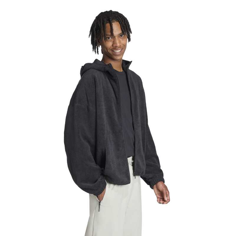 Adidas Future Icons Small Logo Low Pile Fleece Full-Zip Siyah Erkek Sweatshirt - 4