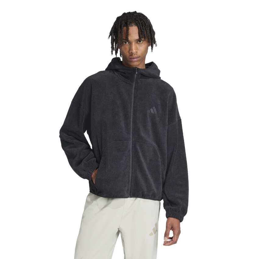 Adidas Future Icons Small Logo Low Pile Fleece Full-Zip Siyah Erkek Sweatshirt - 1