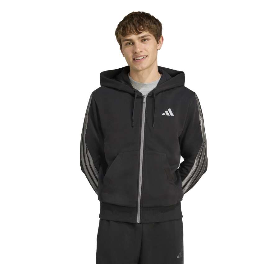 Adidas Holiday 3-Stripes Full-Zip Siyah Erkek Sweatshirt - 1
