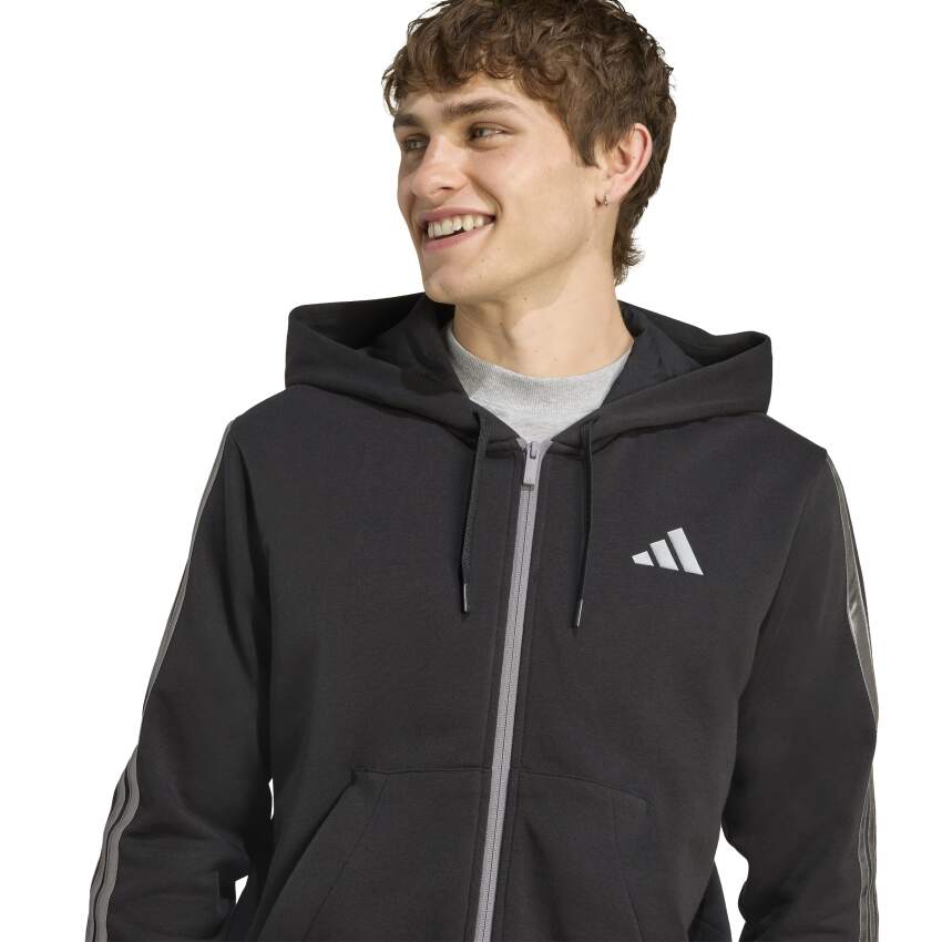 Adidas Holiday 3-Stripes Full-Zip Siyah Erkek Sweatshirt - 5