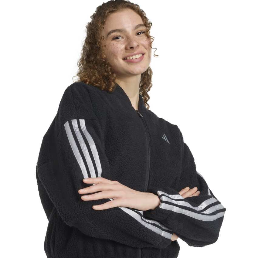 Adidas Holiday High Pile Fleece Full-Zip Siyah Kadın Sweatshirt - 7