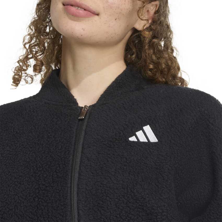 Adidas Holiday High Pile Fleece Full-Zip Siyah Kadın Sweatshirt - 6