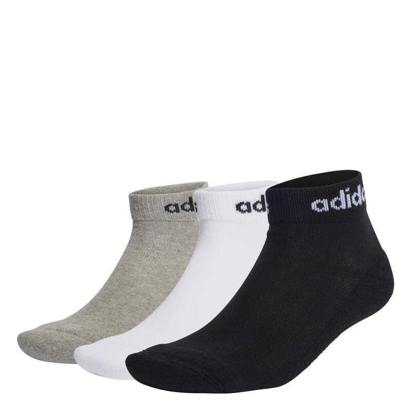 Adidas Linear Ankle Cushioned 3P Gri Çorap 