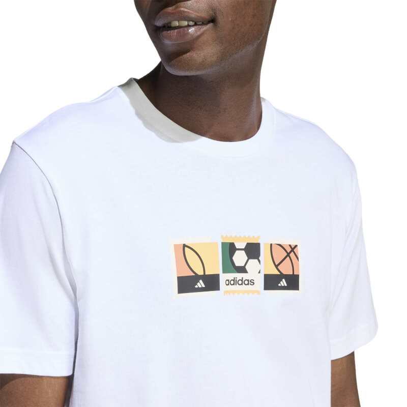 Adidas Memories Of Sport Stamps Graphic Beyaz Erkek Tshirt - 5