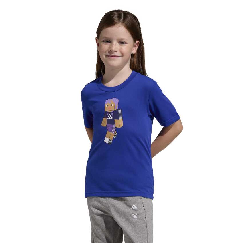 Adidas Minecraft Training Mavi Çocuk Tshirt - 1