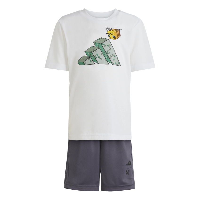 Adidas Minecraft TRAINING YAZLIK Beyaz Çocuk Şort Tshirt Takım - 4