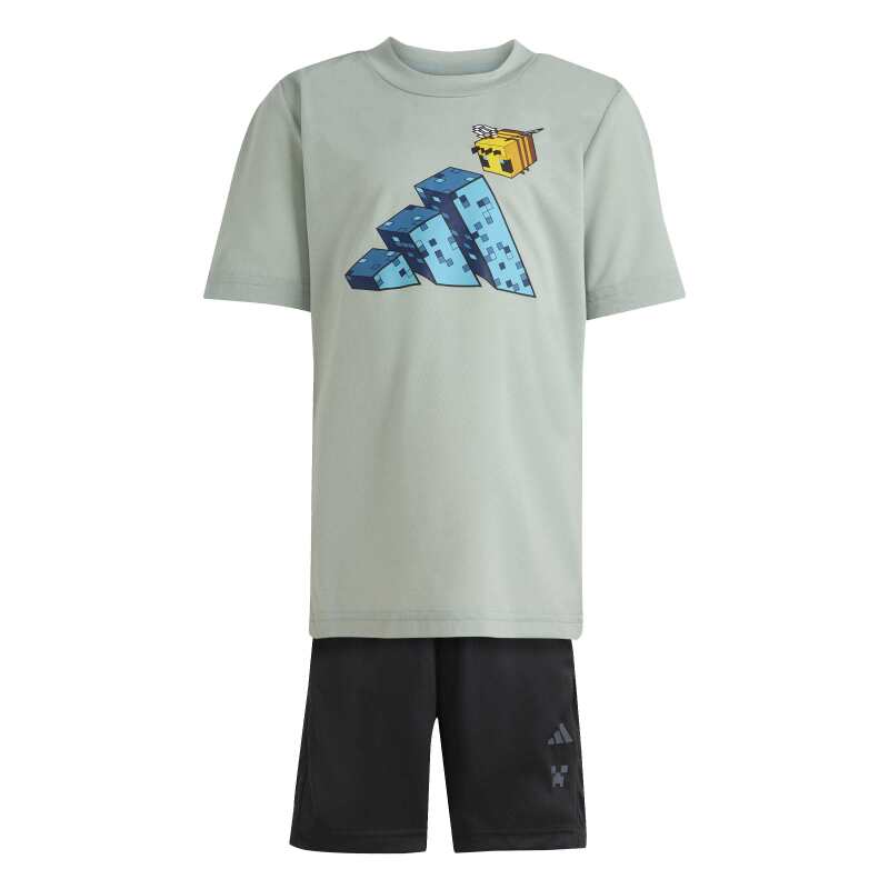 Adidas Minecraft Training Yeşil Çocuk Şort Tshirt Takım - Adidas