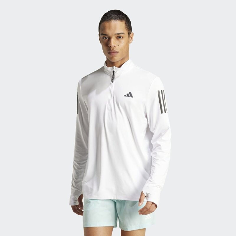 Adidas Own the Run Half-Zip Fermuarlı Beyaz Erkek Eşofman Üstü - 1