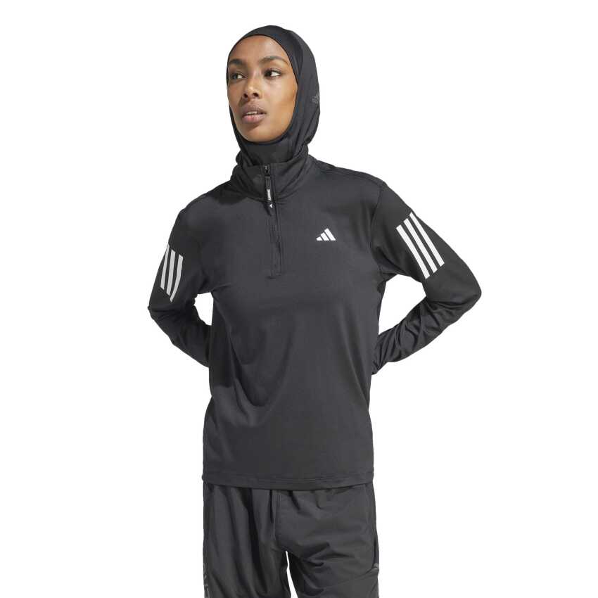 Adidas Own the Run Half-Zip Siyah Kadın Sweatshirt - 1