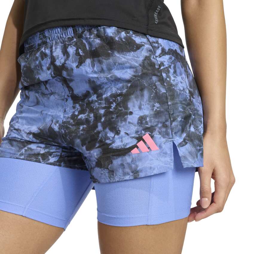 Adidas Own The Run Spray Dye 2-In-2 Mavi Kadın Şort - 3