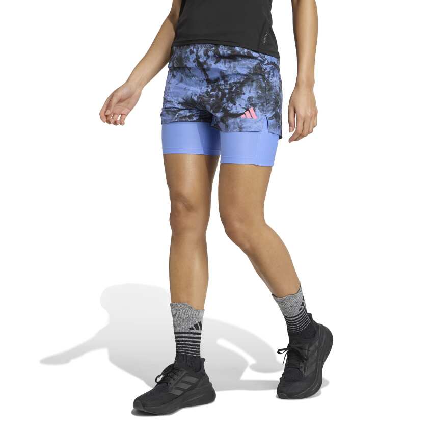 Adidas Own The Run Spray Dye 2-In-2 Mavi Kadın Şort - 1