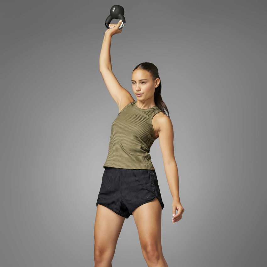 Adidas Pacer All Gym Seasonal Rib High-Rise Tonal 3-Stripes Kadın Şort - 7