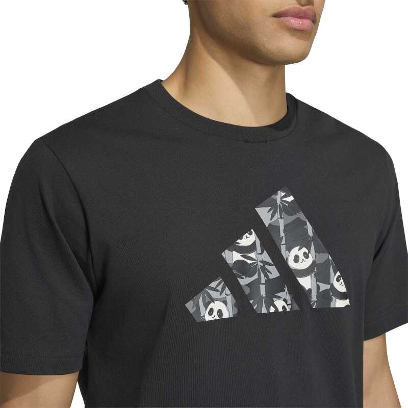 Adidas Panda Chill Camo Graphic Siyah Erkek Tshirt - 10