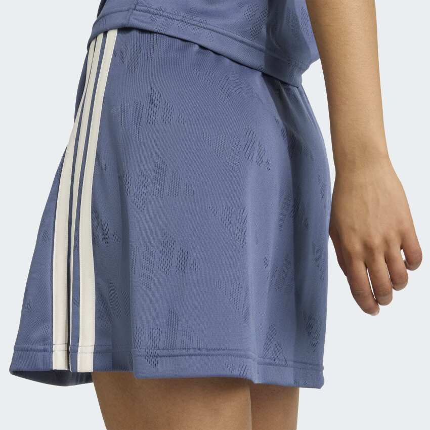 Adidas Stadyum 3-Çizgili Tenis Esintili Jakarlı Kısa Mavi Kadın Etek - 4