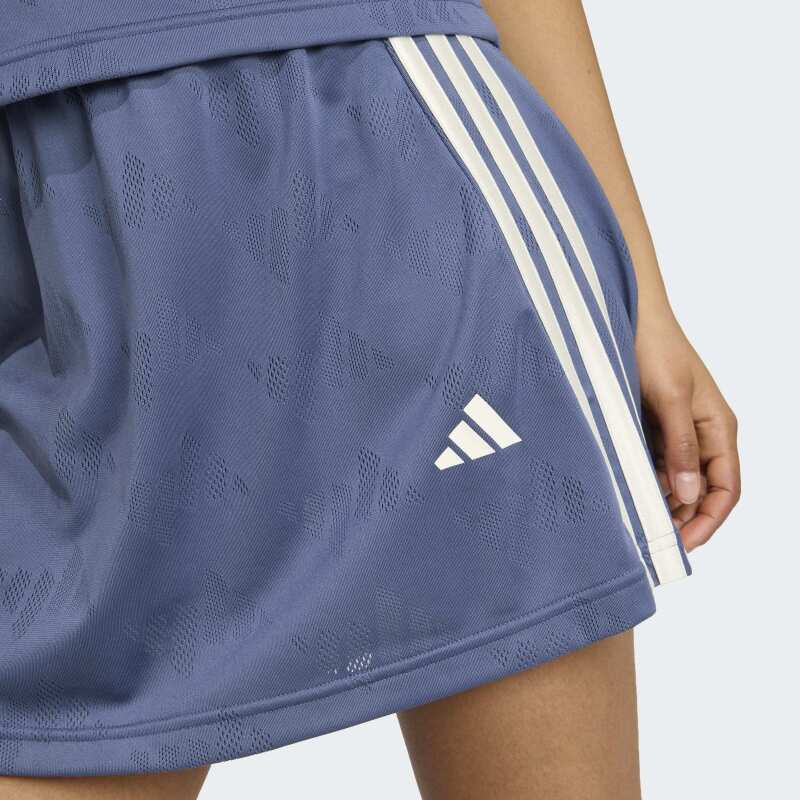 Adidas Stadyum 3-Çizgili Tenis Esintili Jakarlı Kısa Mavi Kadın Etek - 5