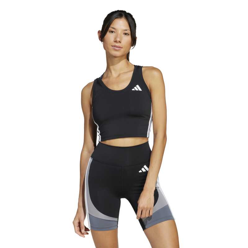 Adidas Train Essentials 3-Stripes Crop Siyah Kadın Atlet - Adidas